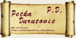 Petka Durutović vizit kartica